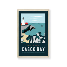 Load image into Gallery viewer, Casco Bay Maine Print 11&quot;x17&quot; | Vintage Travel Print | Ocean Print | Maine Print | Portland Head Light | Casco Bay Print

