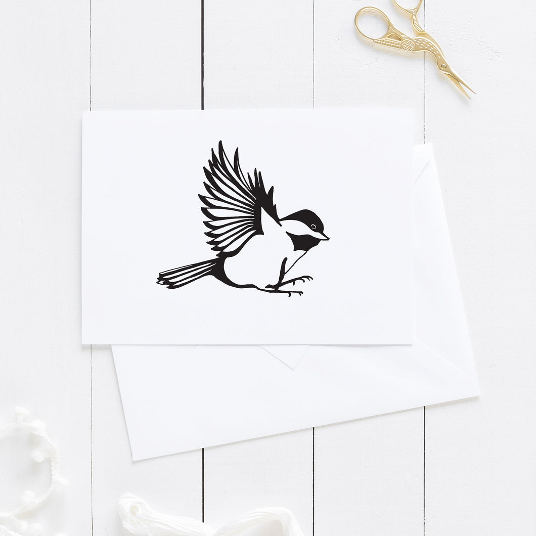 Bird Card | Chickadee Card | Chickadee Bird Illustration | Maine Card