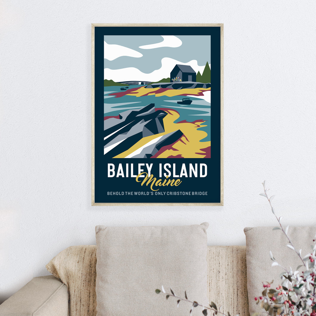 Bailey Island Maine Poster | Vintage Travel Poster | Ocean Poster | Landscape Poster |  Maine Poster | Bailey Island | Bailey Island Print