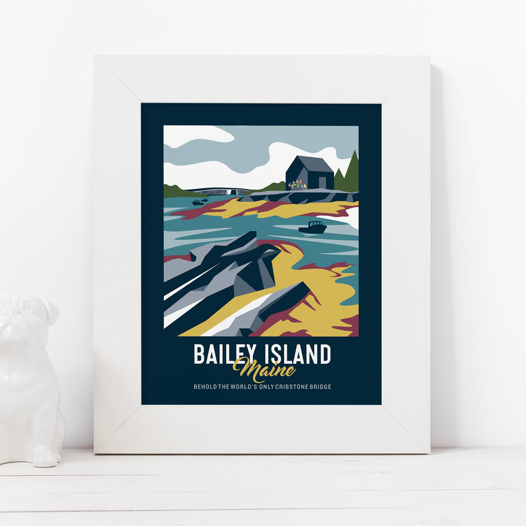 Bailey Island Maine Print | Vintage Travel Print | Ocean Print | Landscape Print |  Maine Print | Bailey Island | Bailey Island Print