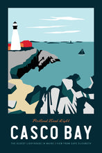 Load image into Gallery viewer, Casco Bay Maine Poster | Vintage Travel Poster | Ocean Poster | Landscape Poster |  Maine Poster | Portland Head Light | Casco Bay Print
