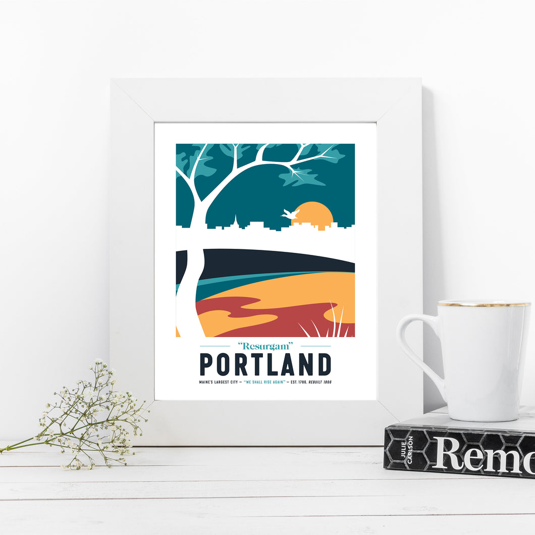 Portland Maine Print (light palette) | Vintage Travel Print | Portland Print | Maine Print | Portland Maine Print
